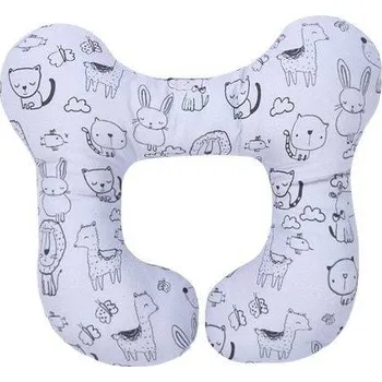 Dekorativní polštářek Polštářek za krk | podhlavníček do kočárku, styl medvídek - Šedé zvíře