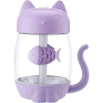 Aroma difuzér Podsvícený difuzér | aroma lampa | styl kočka | 3v1 - Fialová