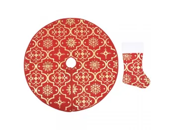 Vánoční dekorace Podložka pod vánoční stromek s punčochou 330275 90 cm červená