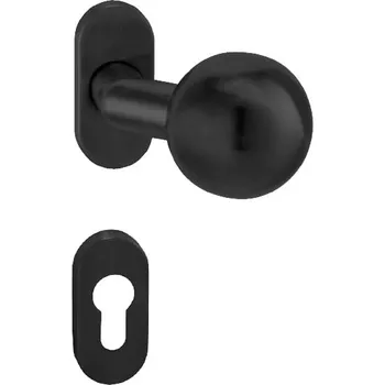 Dveřní kování MP KOULE VYOSENÁ SET - UOR rozety PZ, koule otočná/otočná BS - Černá matná