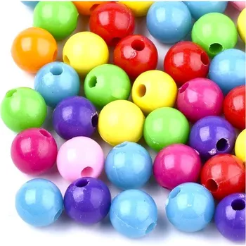 Dětské navlékací korálky Pro Háčkování Plastový korálek barevný mix 8 mm, 50 ks