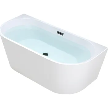 Vana BPS-koupelny Volně stojící akrylátová vana ke stěně HYD-LE527B 150x75 bílá, odtokový komplet černý