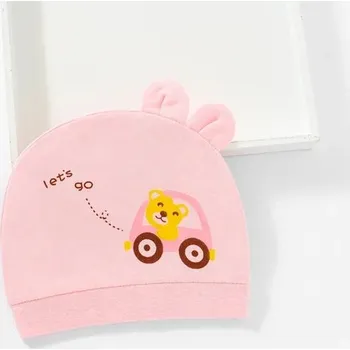 Pokrývka hlavy Dětská čepice se zvířátkem a oušky, pro novorozence - Růžová 1