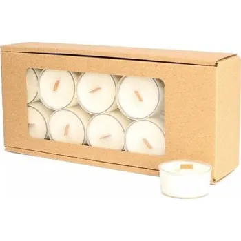 Svíčka Čajové sójové svíčky s dřevěným knotem 20ks - bez vůně Aromka