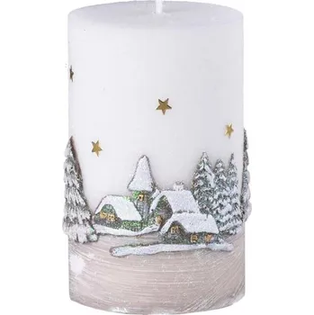 Svíčka Válec LED dioda 70x115 Zimní krajina béžová svíčka