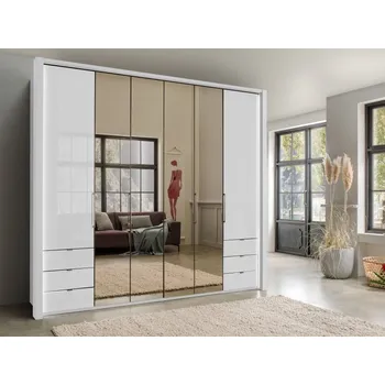 Šatní skříň Luxusní skříň se zrcadlem KANSAS Alpská bílá