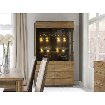 Knihovna Dubová vitrína ATLANTA typ 12 dub pálený