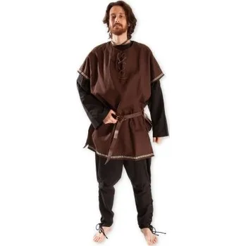 Karnevalový kostým Zdobená bavlněná tunika se šněrováním - hnědá Velikost S