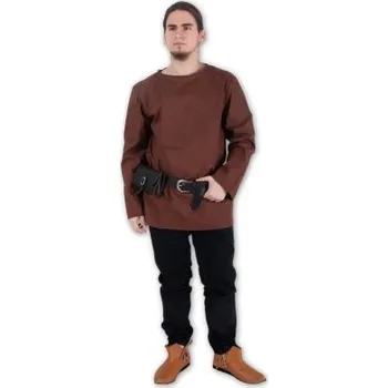 Dámská tunika Bavlněná tunika s dlouhým rukávem - hnědá Velikost M