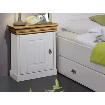 Noční stolek VÝPRODEJ: Noční stolek z masivu bílá/medová ROM