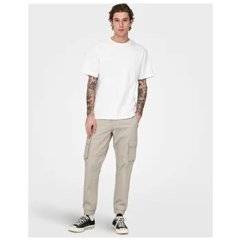 Pánské oblečení Only & Sons Kalhoty z materiálu Cam 22016687 Béžová Tapered Fit 31_30