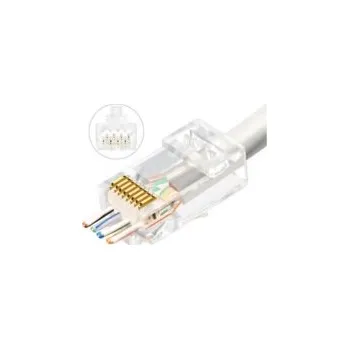 Elektrický konektor RJ45-6U-50 Konektor EasyConnect RJ45 8p/8c s návlekem, kat. 6,na UTP drát/lanko AWG23-24,bal. 50ks