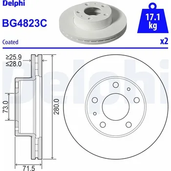 Brzdový systém Brzdový kotouč DELPHI BG4823C