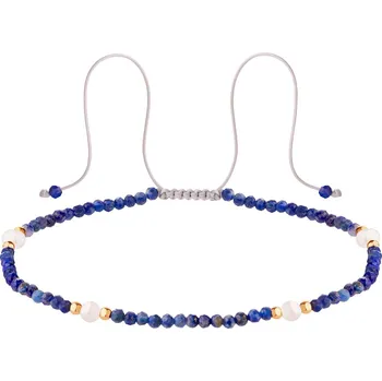 Náramek Náramek s apatity, perlami a prvky ze žlutého zlata na kotník - AP536-6650