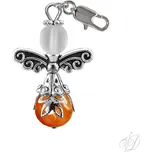 Anděl přívěsek s karabinkou - Sardonyx achát broušený (Přívěsek Andělíček s karabinkou - Andílek z korálků pro štěstí)