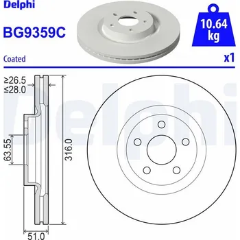 Brzdový kotouč Brzdový kotouč DELPHI BG9359C