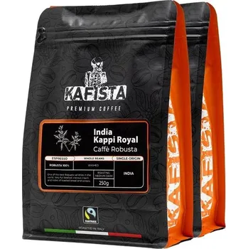 Káva Kafista "India Kappi Royal" - 100% Robusta, Pražená v Itálii - zrnková káva na espresso 2 × 250 g