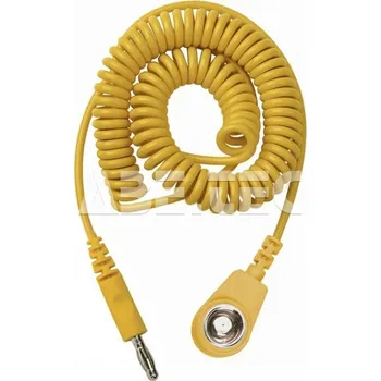 ESD Spirálový uzemňovací kabel, 10mm/banánek, 2,0m, žlutý, 230205 - 101005749