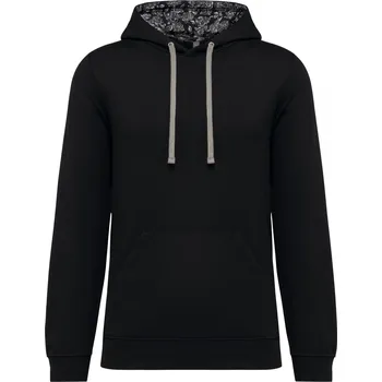 Pánská mikina KARIBAN Mikina se vzorem uvnitř kapuce unisex K4013 Velikost: XS, Barva: černá-bílá