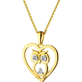 Přívěsek Zlatý přívěsek s diamanty - sova, srdce - 0,01 ct - ryzost 585 - 220.613