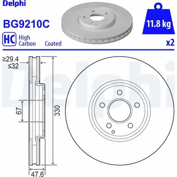 Brzdový kotouč Brzdový kotouč DELPHI BG9210C