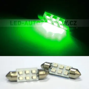 Autožárovka Sufitka zelená - Super 6xSMD LED, 36mm (LED sufitka zelená - Super Light)