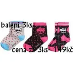 Sun City Monster High ponožky 3 páry styl A Velikost: 23-26