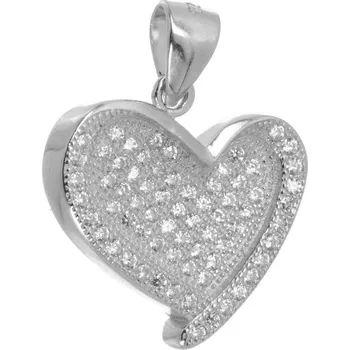 Přívěsek Argento 85163 Stříbrný přívěsek - srdíčko, čiré kulaté zirkony