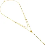 Argento 9A021 Zlatý náhrdelník - růženec, 5 desátků, křížek, Zázračná medailka, délka 45 cm