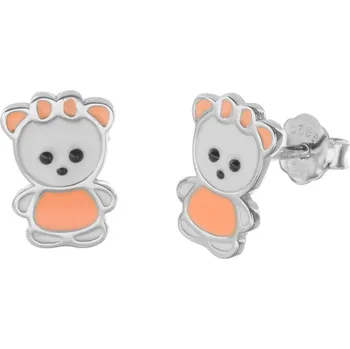 Náušnice Argento 66810 Stříbrné náušnice - medvídek, barevná glazura