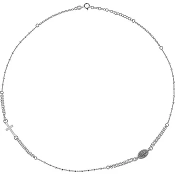 Náhrdelník Argento 91851 Stříbrný náhrdelník - růženec, 3 desítky, křížek, Zázračná medailka, délka 45 až 49 cm
