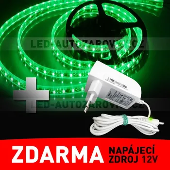 LED osvětlení VÝPRODEJ - LED pásek 5m, zelený - zdroj zdarma! (LED diodový ohebný STRIP pásek,12V, zelený, délka 500cm)