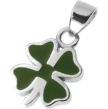 Přívěsek Argento 84964 Stříbrný přívěsek - čtyřlístek, zelená glazura