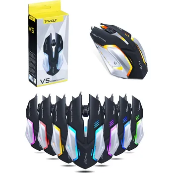 Myš Herní počítačová USB myš, drátová, optická, RGB LED podsvícení, 800-2400 DPI, 4 tlačítka (Gaming počítačová myš s LED podsvícením)