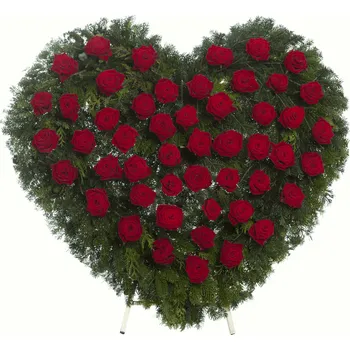 Věnec Smuteční věnec srdce rudé růže 60 cm