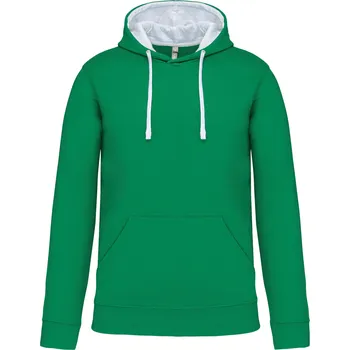 Pánské oblečení KARIBAN Mikina s kontrastní kapucí K446 Velikost: 3XL, Barva: zelená-bílá