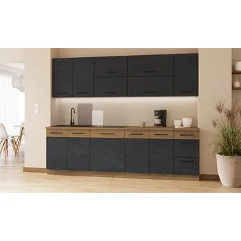 Kuchyňská linka Kuchyňská linka VIGO dark wood/dub lancelot, Sestava B, 260 cm