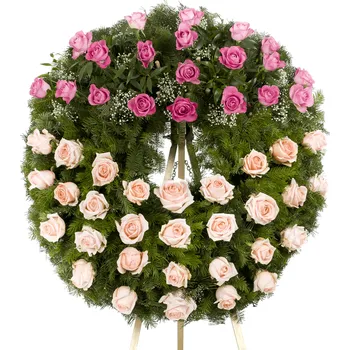 Věnec Smuteční věnec růžové růže 40 květů