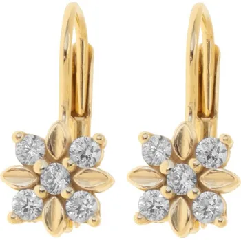 Náušnice Argento 66949 Pozlacené stříbrné náušnice - kvítek, čiré kulaté zirkony