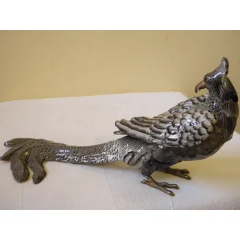 VELKÝ PORCELÁNOVÝ BAŽANT BRONZOVÝ ZOBÁK A STOJÁKY 1