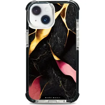 Pouzdro na mobilní telefon Odolný obal Mobiwear MagSafe Elite Bumper - Apple iPhone 14 - D019D Černý a zlatavý mramor (Odolný kryt, pouzdro, obal Mobiwear Elite Bumper na mobil Apple iPhone 14 - D019D Černý a zlatavý mramor, materiál Plast + TPU silikon + kov - zesílená ochrana)