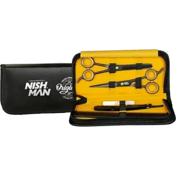 Příslušenství k holicímu strojku Sada nůžek a shavetty pro barbery NISH MAN Scissors kit