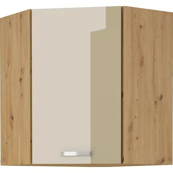Kuchyňská linka MEADOW, skříňka horní rohová 58x58 GN-72 1F, korpus: dub artisan, dvířka: cappuccino lesk + vyzvednutí ZDARMA