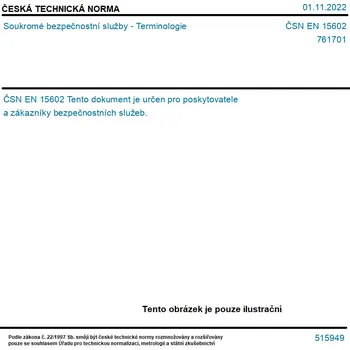ČSN EN 15602 - Soukromé bezpečnostní služby - Terminologie - Tisk