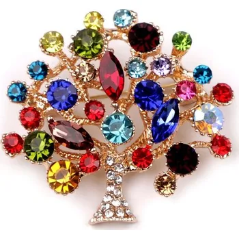 Brož Brož s broušenými kamínky strom života - 2 multikolor