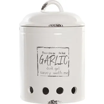chlebník Dóza na česnek DKD Home Decor Dolomit Bílá (17,7 x 17,7 x 26 cm)