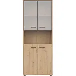 Vitrína BELLARMINO 2D2W, dub artisan/černý mat + vyzvednutí ZDARMA