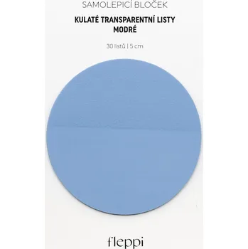 Samolepící bloček Fleppi Samolepicí bloček Transparentní listy kulaté modré | 50 mm, 30 listů