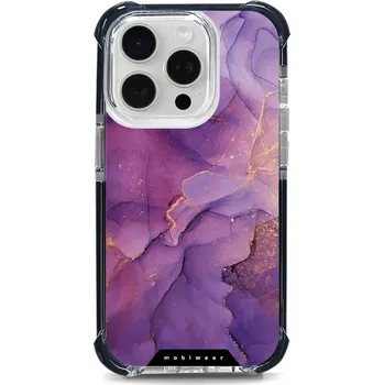 Pouzdro na mobilní telefon Odolný obal Mobiwear MagSafe Elite Bumper - Apple iPhone 15 Pro - D020D Fialový mramor (Odolný kryt, pouzdro, obal Mobiwear Elite Bumper na mobil Apple iPhone 15 Pro - D020D Fialový mramor, materiál Plast + TPU silikon + kov - zesílená ochrana telefonu,)