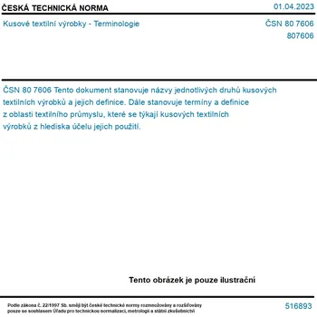 ČSN 80 7606 - Kusové textilní výrobky - Terminologie - Tisk